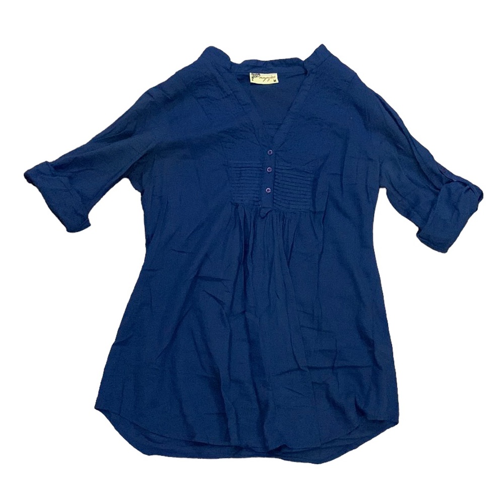 MAGAZINE Blue Pleated Tunic Top, size M